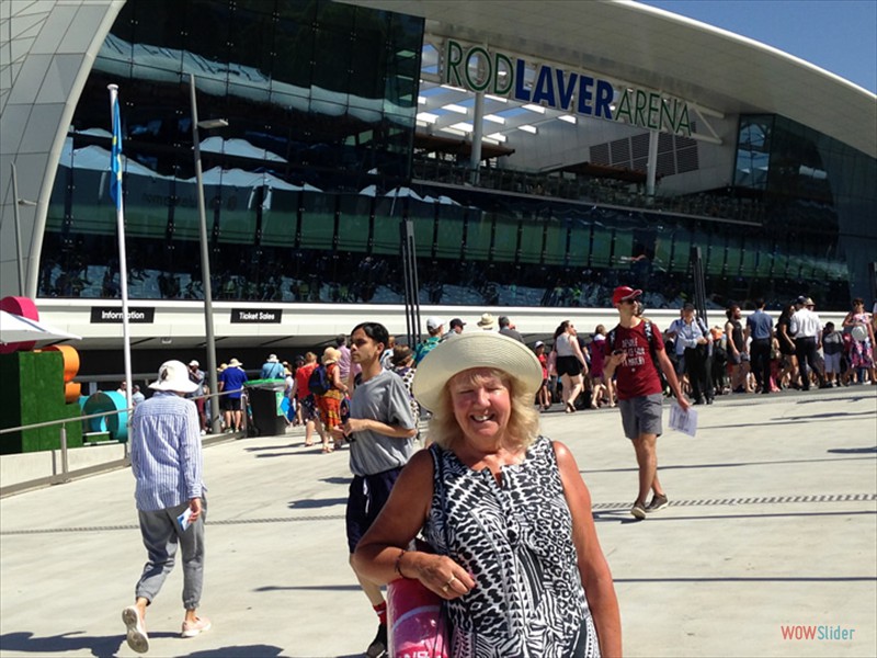 Gill outside the Rod Laver Stadium