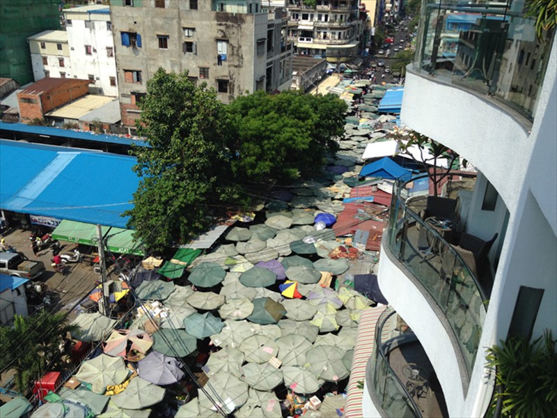 View of street market from our balcony